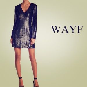 WAYF size small black sequin long sleeve dress